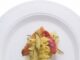 Zatterina di garganelli con filetto di trigliacroccante e vellutata di zucchini e “citronella”