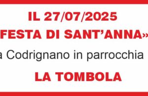 LA TOMBOLA A CODRIGNANO IL 27 LUGLIO